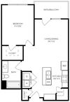 1 bed 1 bath 681 sf